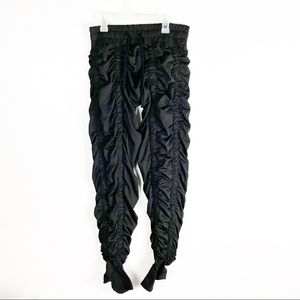 AGOGIE Black Ruched  Wearable Drawstring Waist Compression +40 Leggings Large